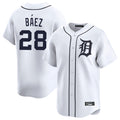 D.Tigers #28 Javier B¨¢ez Player White Home Limited Edoa Stitched Jerseys