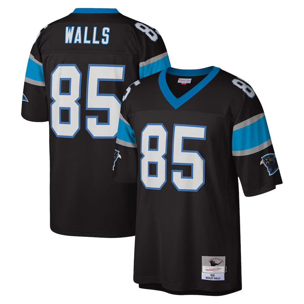 C.Panthers #85 Wesley Walls Player Black Mitchell & Ness Legacy Replica Edoa Stitched Jerseys