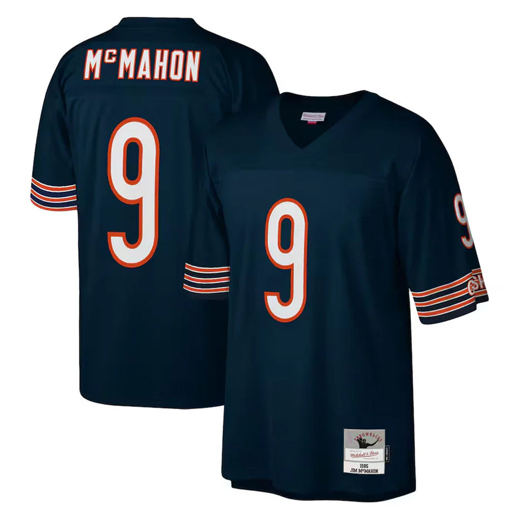 C.Bears #9 Jim McMahon Player Navy Mitchell & Ness Navy Legacy Replica Edoa Stitched Jerseys