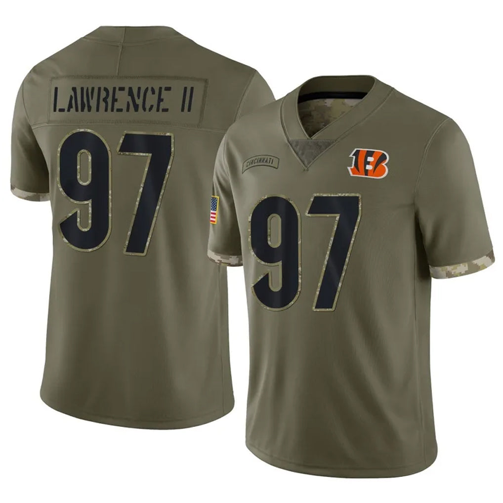 C.Bengals #97 Dexter Lawrence II Player Olive Salute to Service Limited Game Edoa Stitched Jerseys