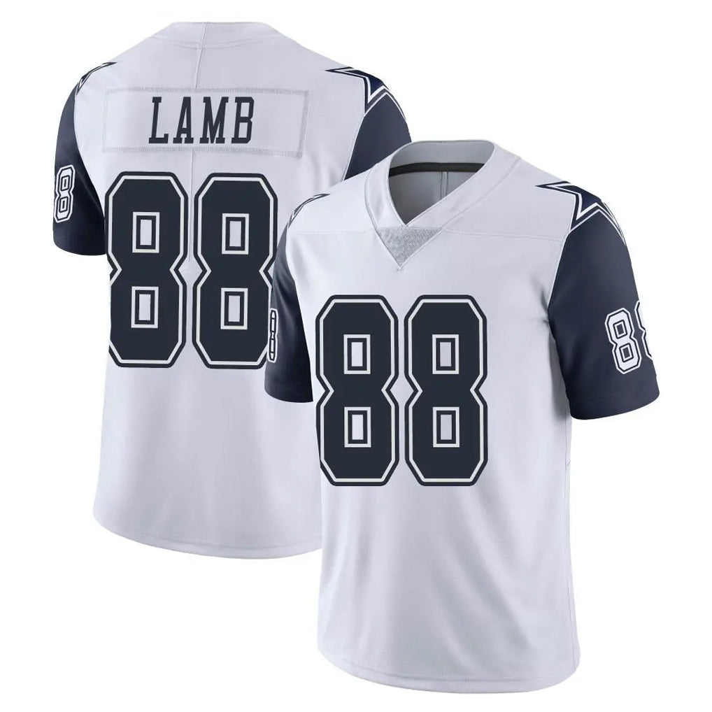 D.Cowboys #88 CeeDee Lamb Player White-Navy Limited Color Rush Vapor Untouchable Home Game Edoa Stitched Jerseys