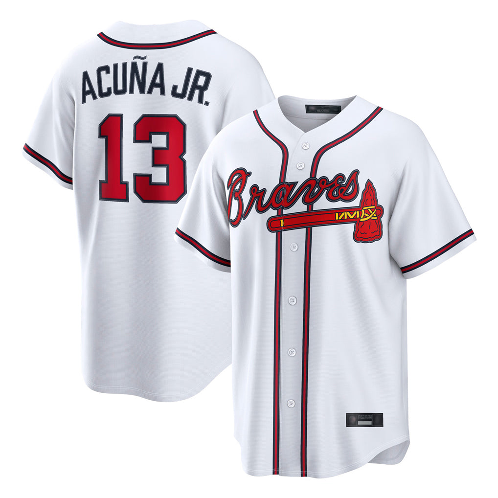 A.Braves #13 Ronald Acuna Jr Player White Home Game Edoa Stitched Jerseys