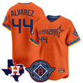 H.Astros #44 Yordan Alvarez Player Orange City Connect Texas Patch Vapor Premier Limited Home Edoa Stitched Jerseys