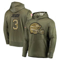 C.Browns #3 Jerry Jeudy Player Olive Salute to Service Pullover Hoodies Home Game Edoa Stitched Jerseys