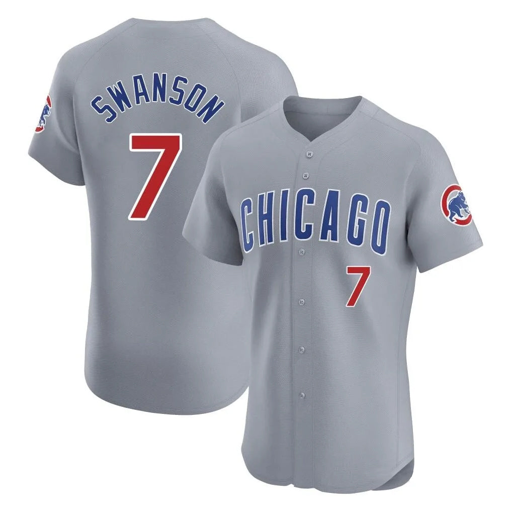 C.Cubs #7 Dansby Swanson Player Gray Road Limited Elite Home Edoa Stitched Jerseys