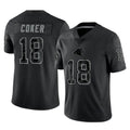 C.Panthers #18 Jalen Coker Player Black Limited Reflective Game Edoa Stitched Jerseys