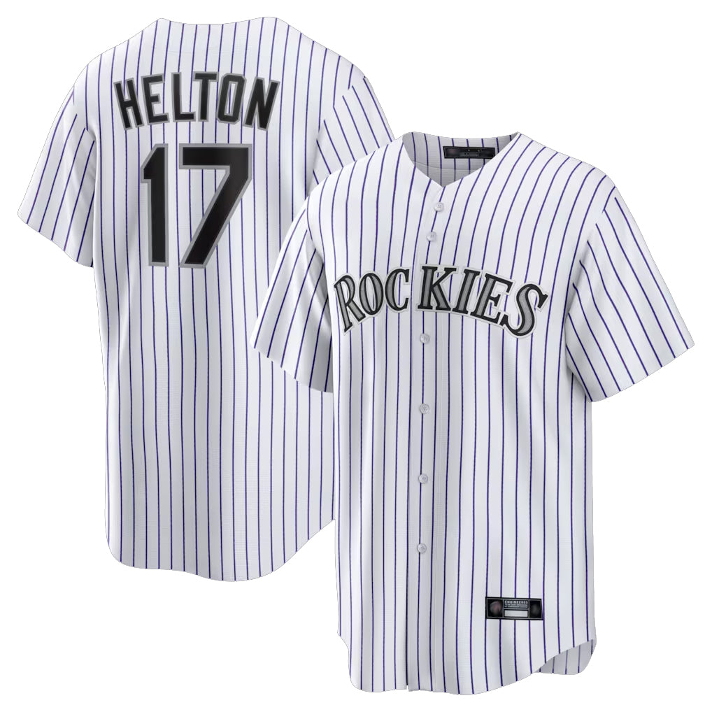 C.Rockies #17 Todd Helton Player White Game Home Edoa Stitched Jerseys