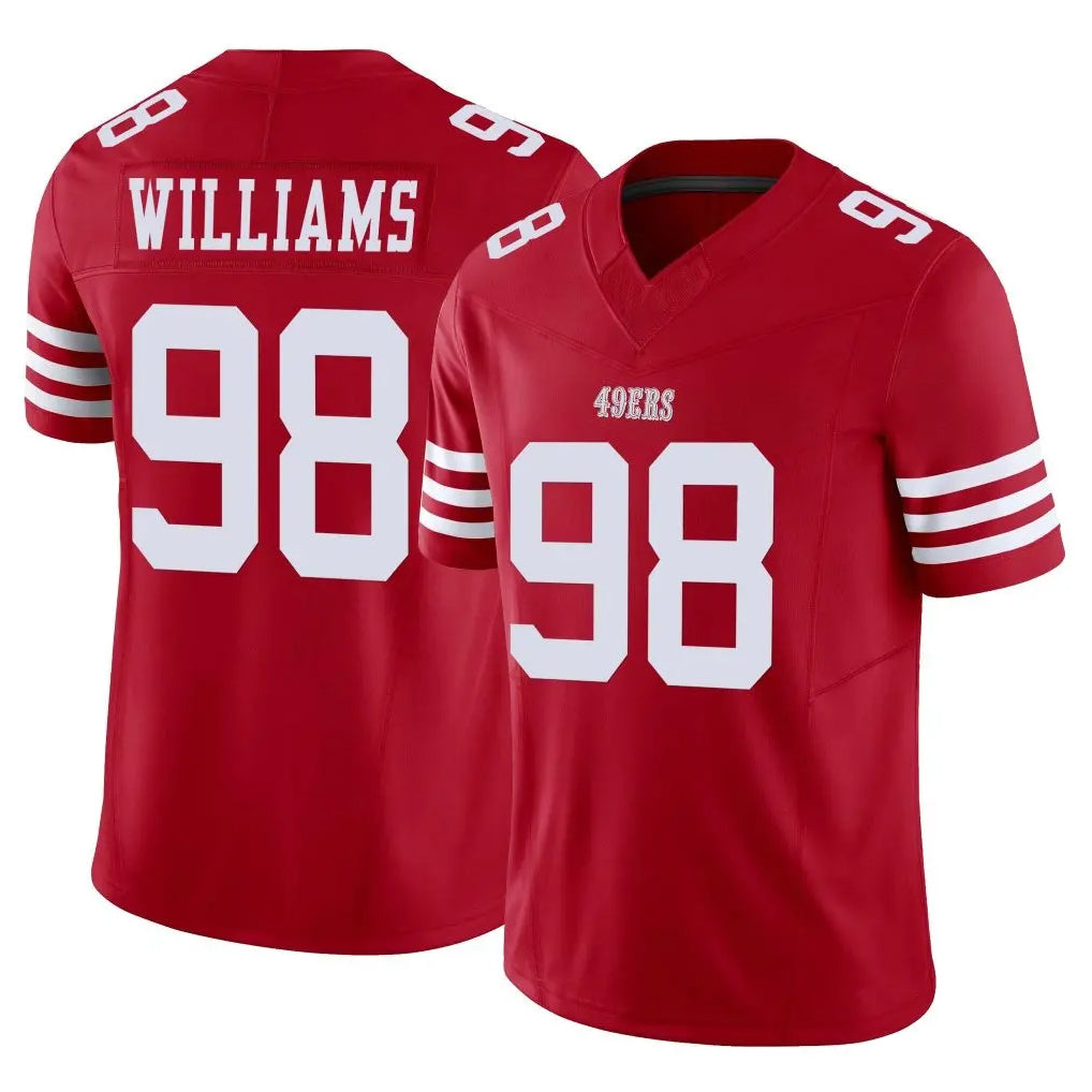 SF.49ers #98 Mykel Williams Player Red Limited Vapor F.U.S.E. Home Game Edoa Stitched Jerseys