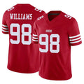 SF.49ers #98 Mykel Williams Player Red Limited Vapor F.U.S.E. Home Game Edoa Stitched Jerseys