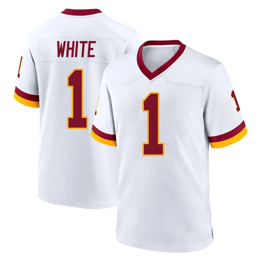 W.Commanders #1 Rachaad White Player White Home Game Edoa Stitched Jerseys