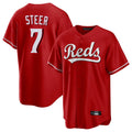 C.Reds #7 Spencer Steer Player Red Home Game Edoa Stitched Jerseys