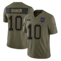 B.Bills #10 Khalil Shakir Player Olive Salute to Service Limited Home Game Edoa Stitched Jerseys