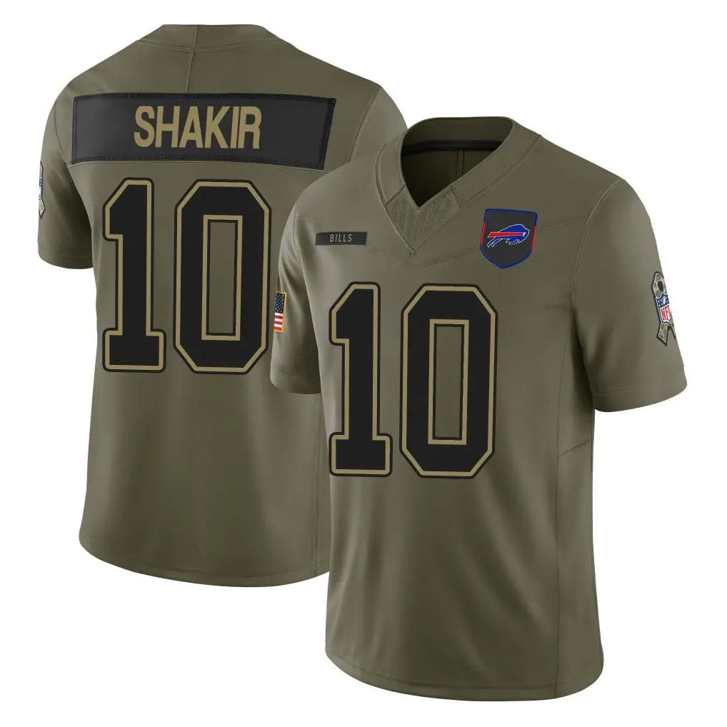 B.Bills #10 Khalil Shakir Player Olive Salute to Service Limited Home Game Edoa Stitched Jerseys