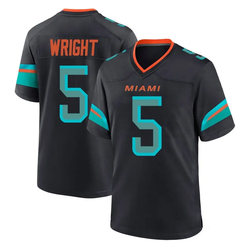 M.Dolphins #5 Jaylen Wright Player Black Pitch Rivalries Collection Home Game Edoa Stitched Jerseys