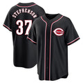 C.Reds #37 Tyler Stephenson Player Black Fashion Out Home Game Edoa Stitched Jerseys