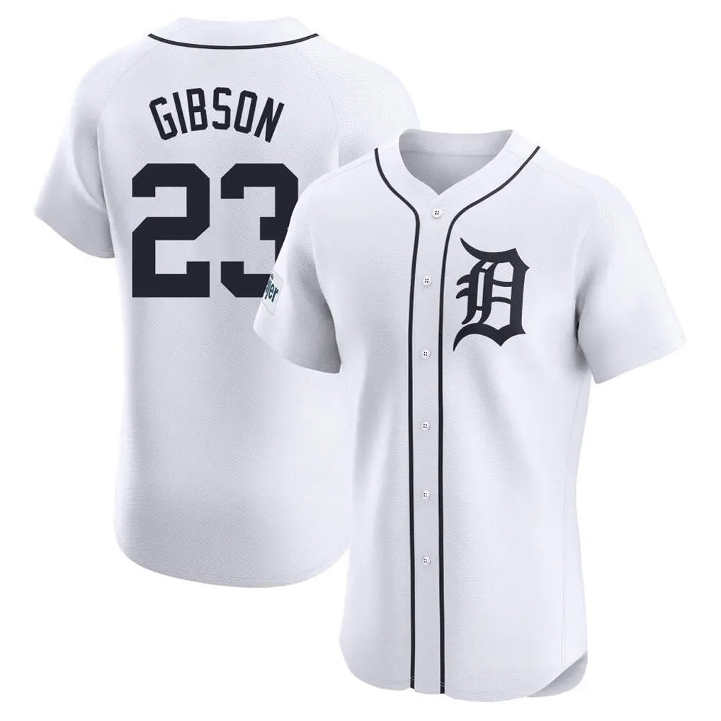 D.Tigers #23 Kirk Gibson Player White Limited Elite Home Edoa Stitched Jerseys