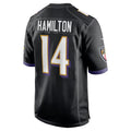 B.Ravens #14 Kyle Hamilton Player Black Alternate Home Game Edoa Stitched Jerseys