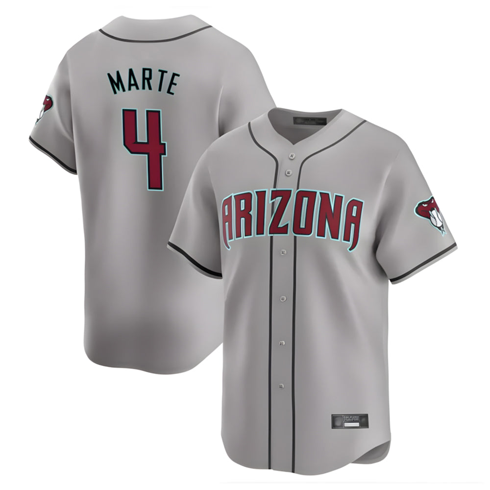 A.Diamondbacks #4 Ketel Marte Player Gray Road Limited Home Game Edoa Stitched Jerseys