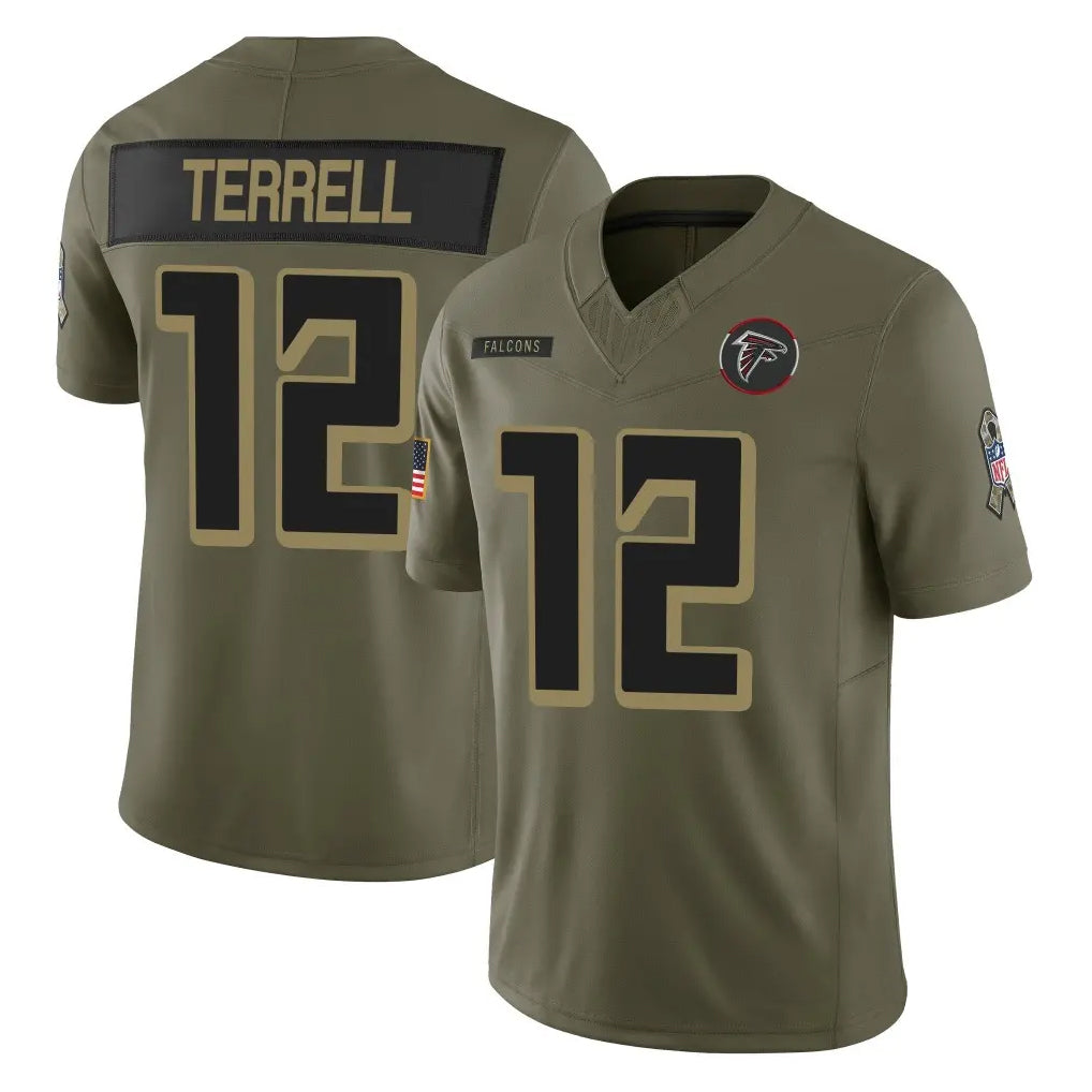 A.Falcons #12 Avieon Terrell Player Olive Salute To Service Limited Home Game Edoa Stitched Jerseys
