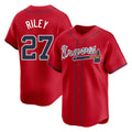 A.Braves #27 Austin Riley Player Red Limited Home Game Edoa Stitched Jerseys
