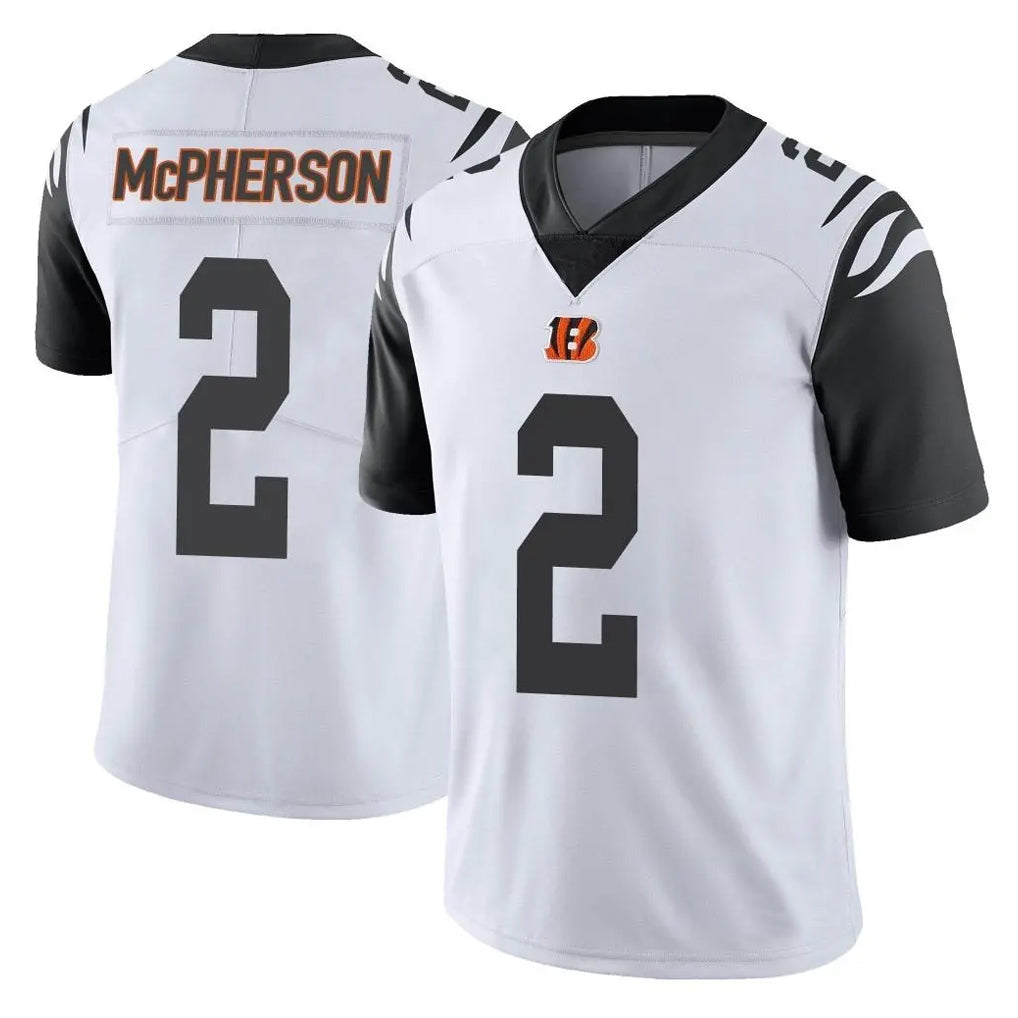 C.Bengals #2 Evan McPherson Player White Color Rush Vapor Untouchable Limted Home Game Edoa Stitched Jerseys