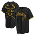 A.Braves #56 Spencer Schwellenbach Player Black Snake Skin City Home Game Edoa Stitched Jerseys
