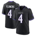 B.Ravens #4 Zay Flowers Player Black Home Game Edoa Stitched Jerseys