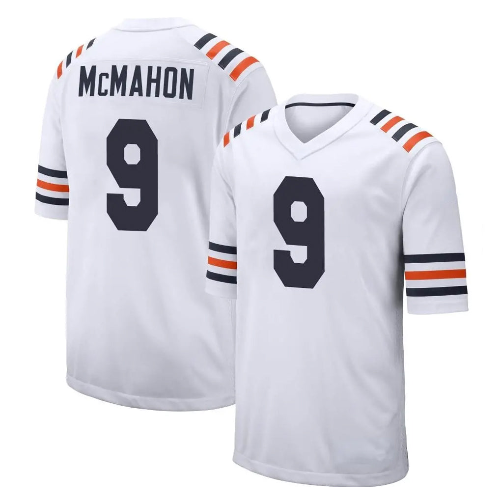 C.Bears #9 Jim McMahon Player White Classic Home Game Edoa Stitched Jerseys