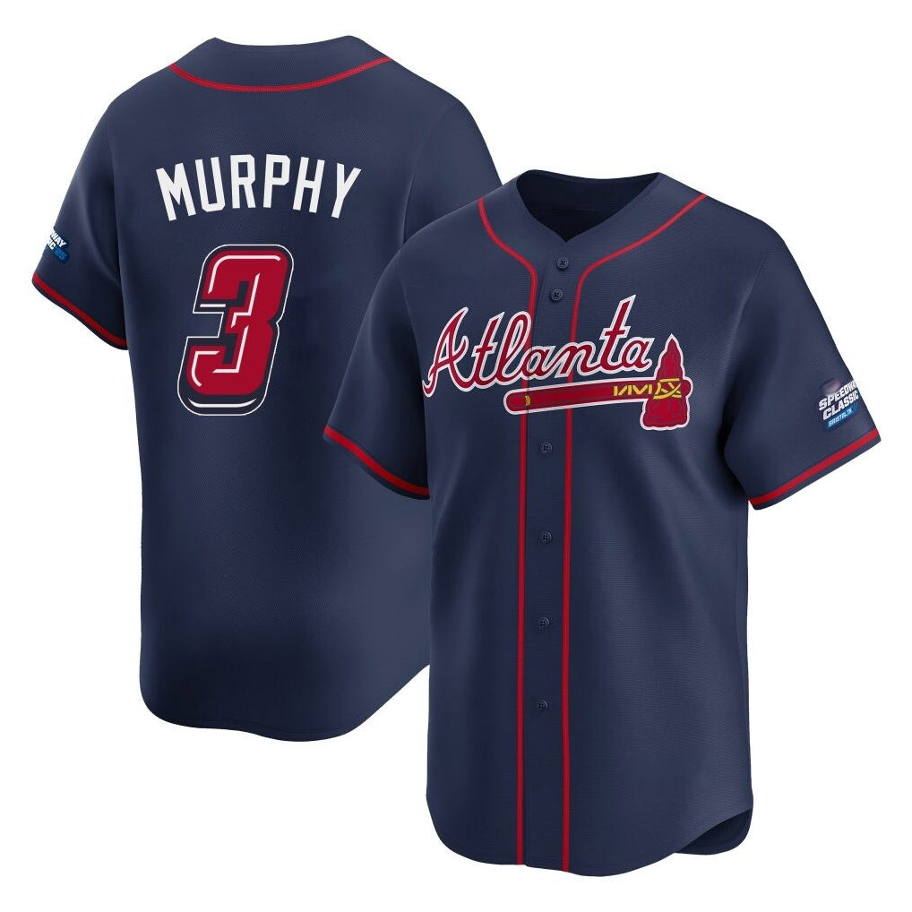 A.Braves #3 Dale Murphy Player Navy 2025 Speedway Classic Home Game Edoa Stitched Jerseys