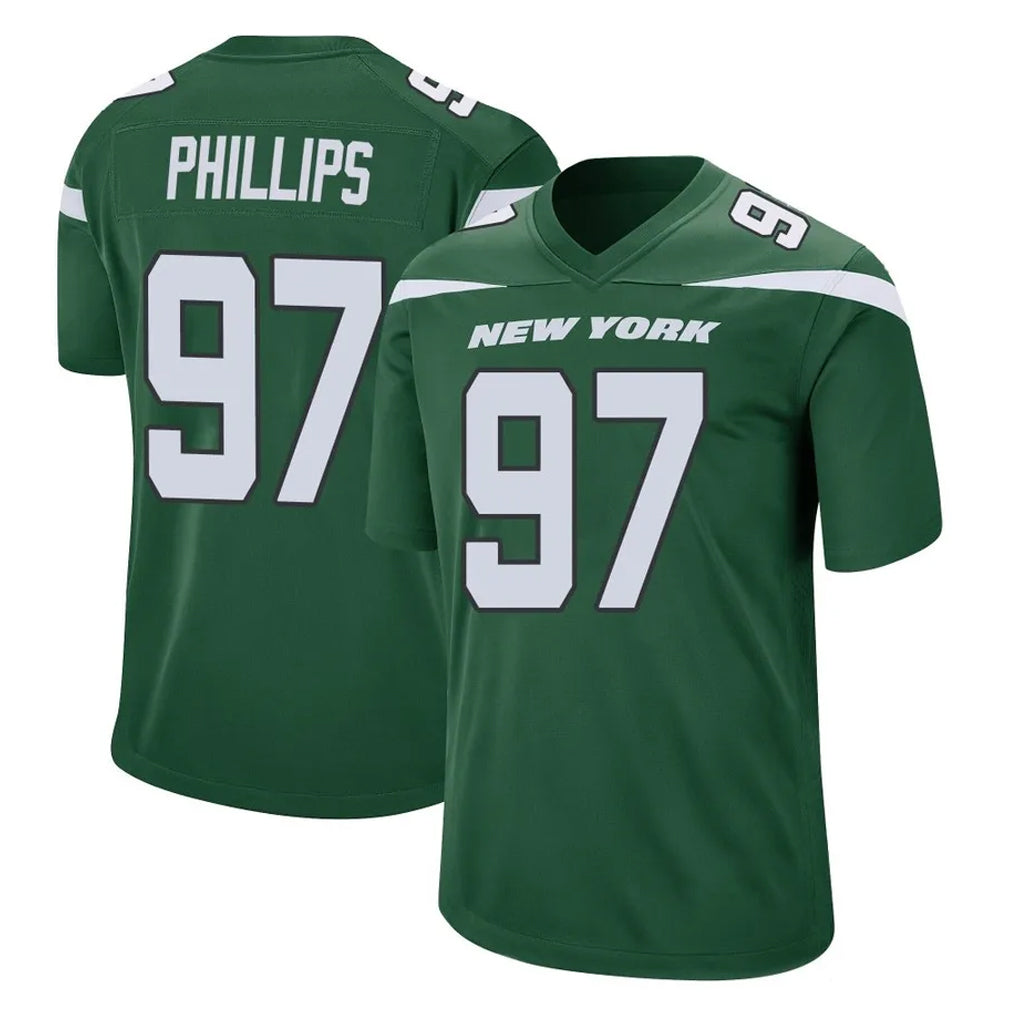 NY.Jets #97 Harrison Phillips Player Green Home Game Edoa Stitched Jerseys