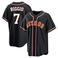 H.Astros #7 Craig Biggio Player Black Fashion Out Home Game Edoa Stitched Jerseys