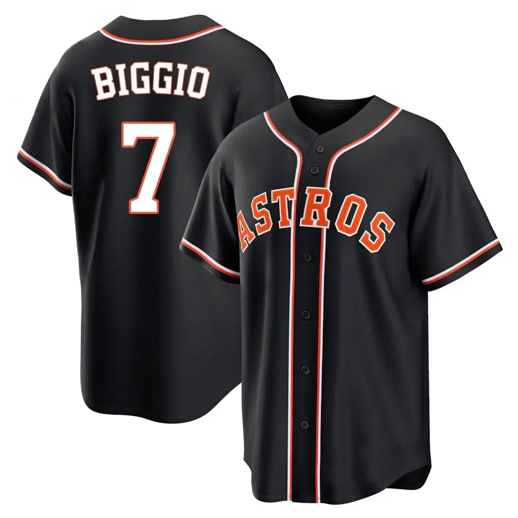 H.Astros #7 Craig Biggio Player Black Fashion Out Home Game Edoa Stitched Jerseys