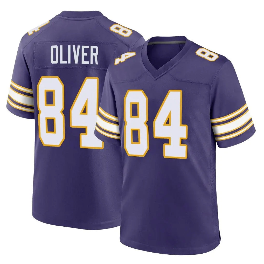 M.Vikings #84 Josh Oliver Player Purple Classic Home Game Edoa Stitched Jerseys