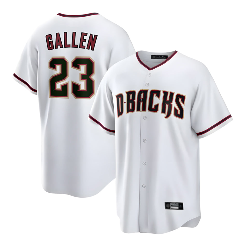A.Diamondbacks #23 Zac Gallen Player White Home Game Edoa Stitched Jerseys