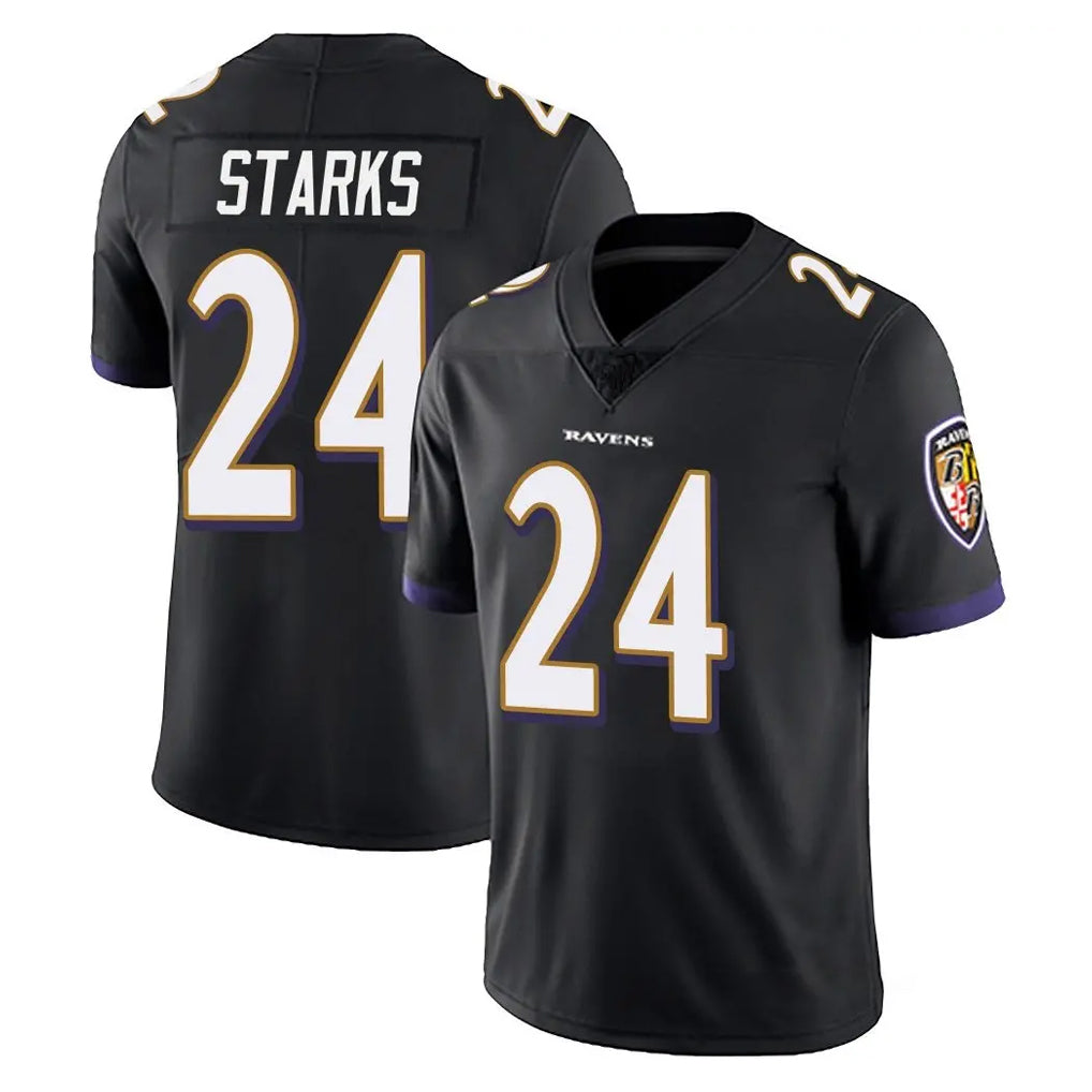 B.Ravens #24 Malaki Starks Player Black Vapor Untouchable Limited Home Game Edoa Stitched Jerseys