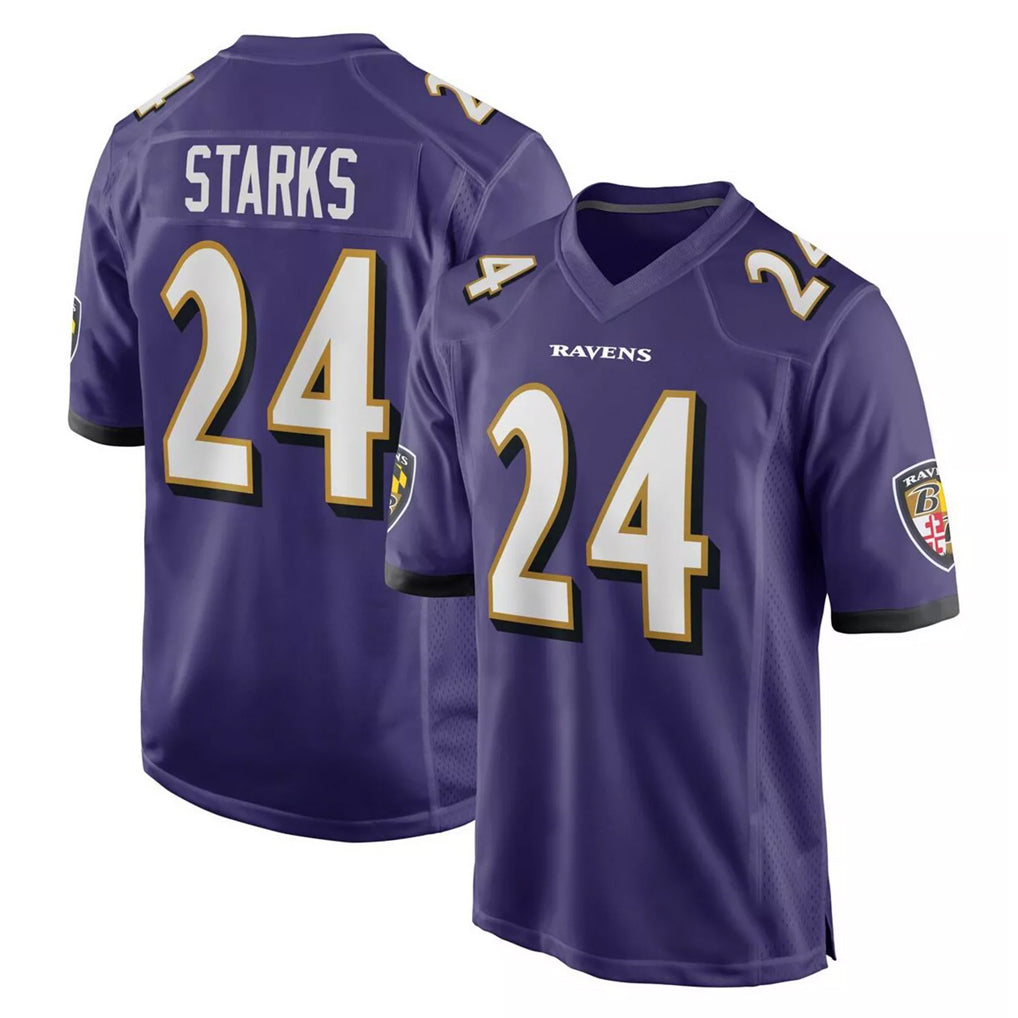 B.Ravens #24 Malaki Starks Player Purple Home Game Edoa Stitched Jerseys