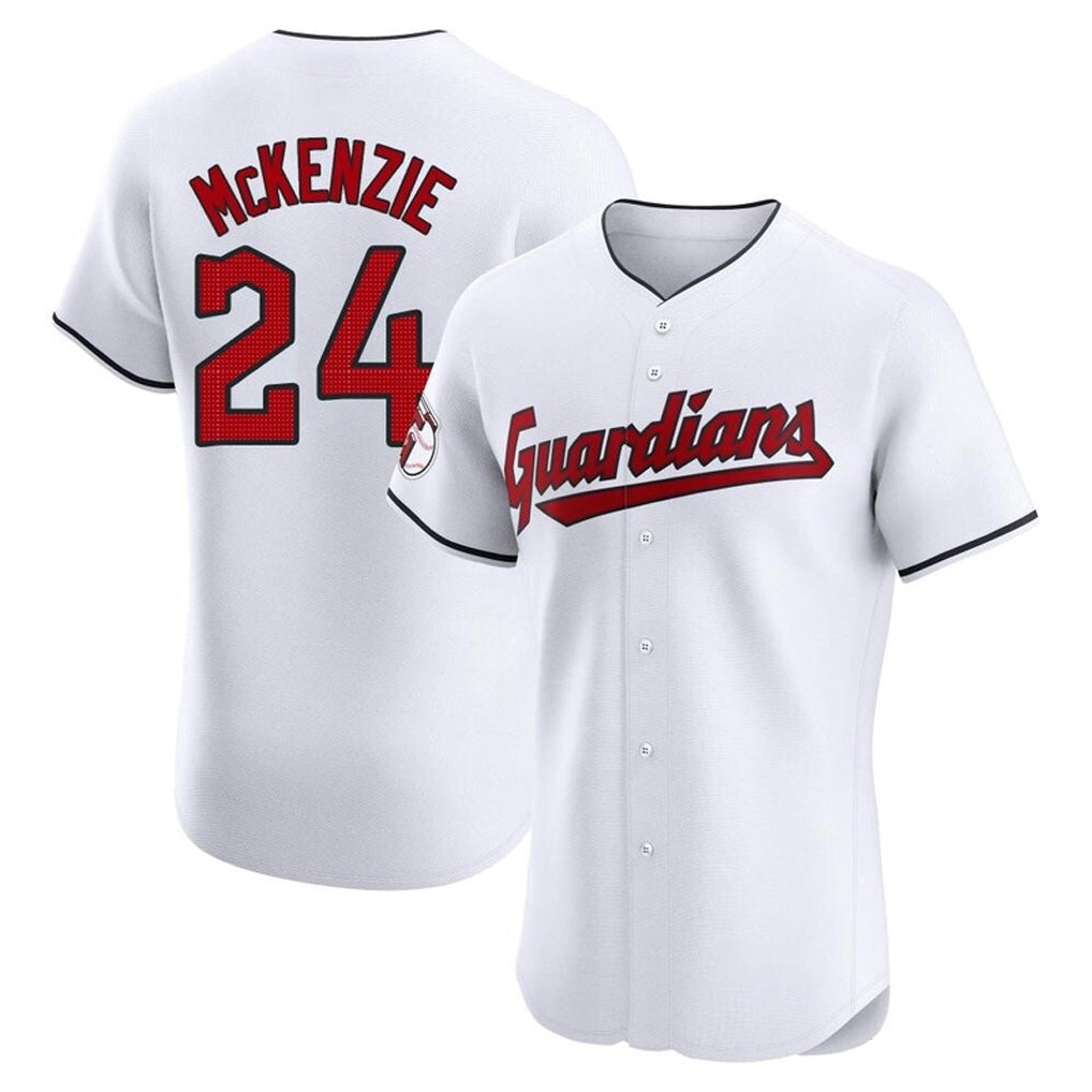 C.Guardians #24 Triston McKenzie Player White Limited Elite Home Edoa Stitched Jerseys