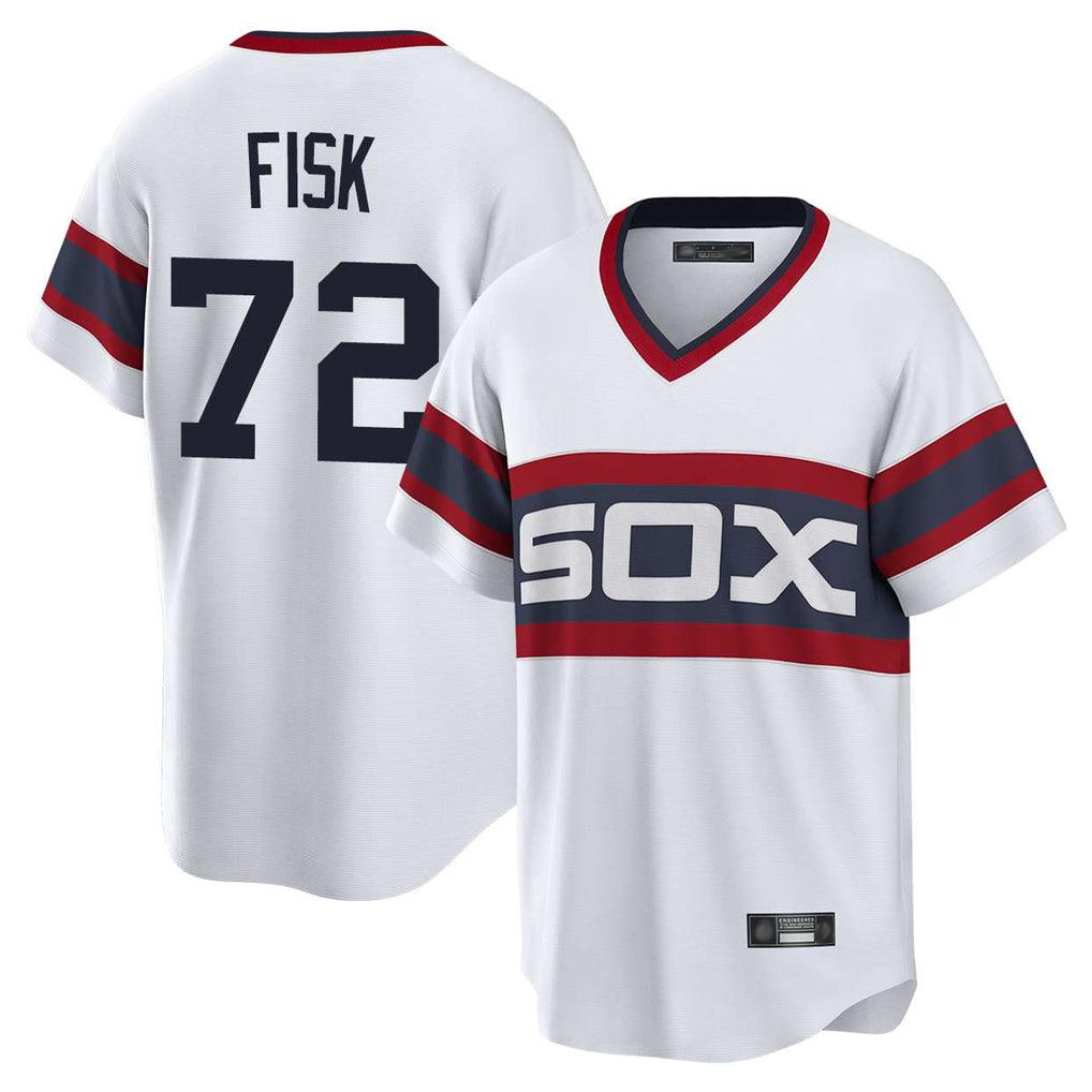 C.White Sox #72 Carlton Fisk Player White T-shirt Home Game Edoa Stitched Jerseys
