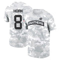 C.Panthers #8 Jaycee Horn Player Arctic Camo Salute to Service Hoodies & T-Shirts Edoa Stitched Jerseys