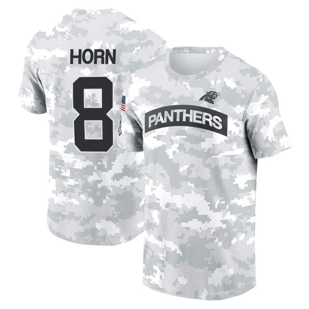 C.Panthers #8 Jaycee Horn Player Arctic Camo Salute to Service Hoodies & T-Shirts Edoa Stitched Jerseys