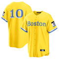 B.Red Sox #10 Trevor Story Player Yellow Home Game Edoa Stitched Jerseys
