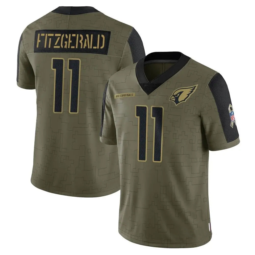 A.Cardinals #11 Larry Fitzgerald Player Salute To Service Olive Edoa Stitched Jerseys