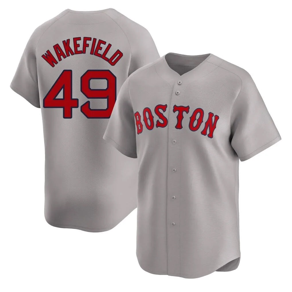 B.Red Sox #49 Tim Wakefield Player Gray Road Limited Home Game Edoa Stitched Jerseys