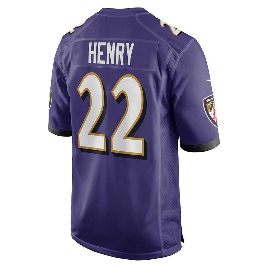 B.Ravens #22 Derrick Henry Player Purple Alternate Home Game Edoa Stitched Jerseys