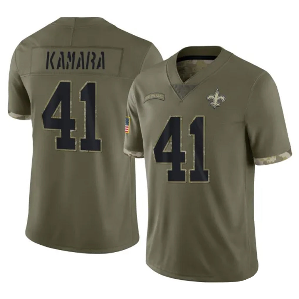 NO.Saints #41 Alvin Kamara Player Olive Salute To Service Limited Edoa Stitched Jerseys