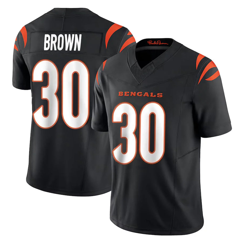 C.Bengals #30 Chase Brown Player Black Vapor F.U.S.E. Limited Home Game Edoa Stitched Jerseys