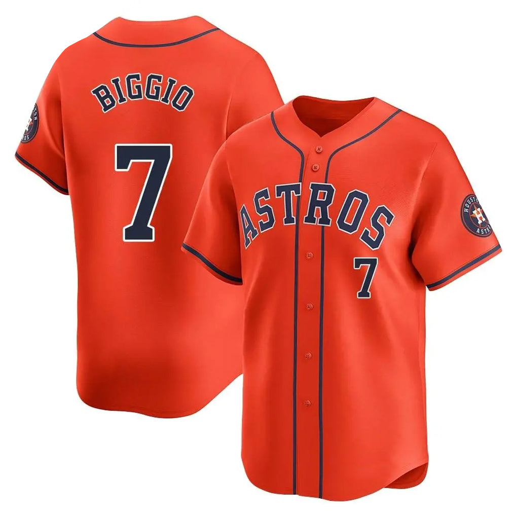 H.Astros #7 Craig Biggio Player Orange Home Limited Edoa Stitched Jerseys