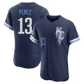 KC.Royals #13 Salvador Perez Player Navy City Connect Limited Elite Home Edoa Stitched Jerseys