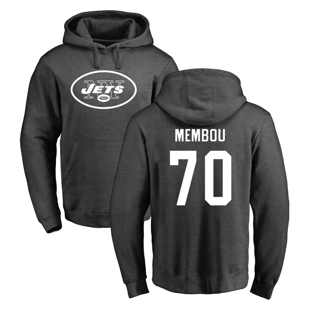 NY.Jets #70 Armand Membou Player Gray Pullover Hoodies Limited Game Edoa Stitched Jerseys
