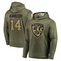 B.Ravens #14 Kyle Hamilton Player Olive Salute to Service Pullover Hoodie Edoa Stitched Jerseys